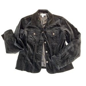 Coldwater Creek Jacket Women's Size S Black Soft Velvet Long Sleeves Button